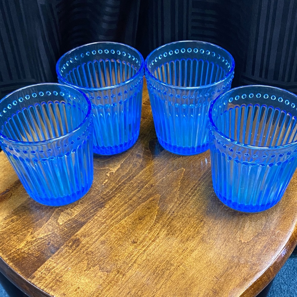 Set of Four Blue Glass Tumblers - Picture 2 of 5